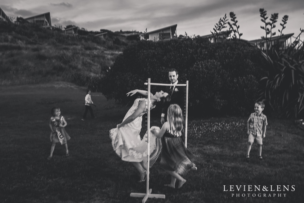 bride and groom with kids activities - Wedding Anniversary {Auckland wedding - photographer} Castaways