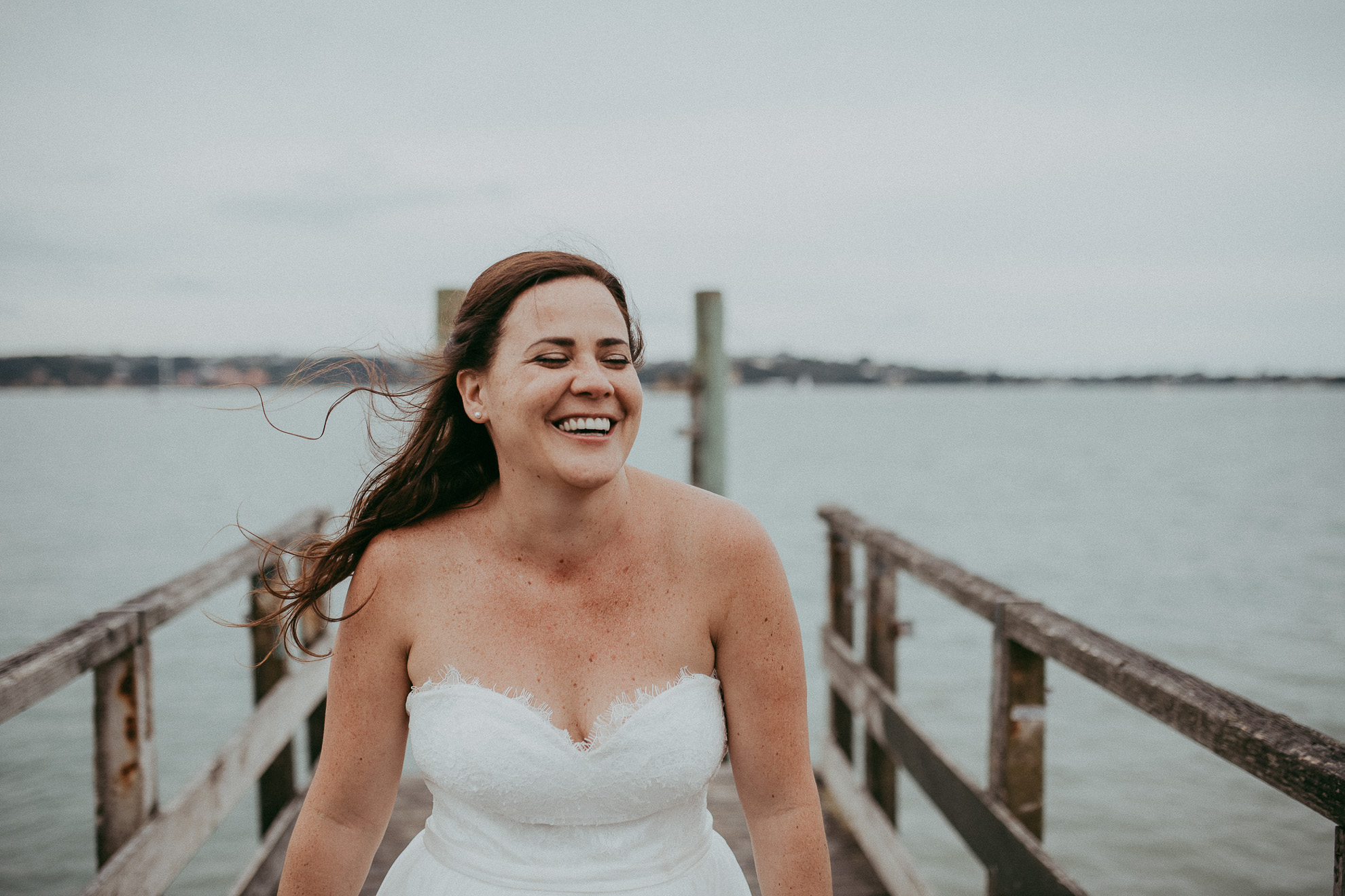 Pier Auckland City wedding - candid documentary first weddings photographers