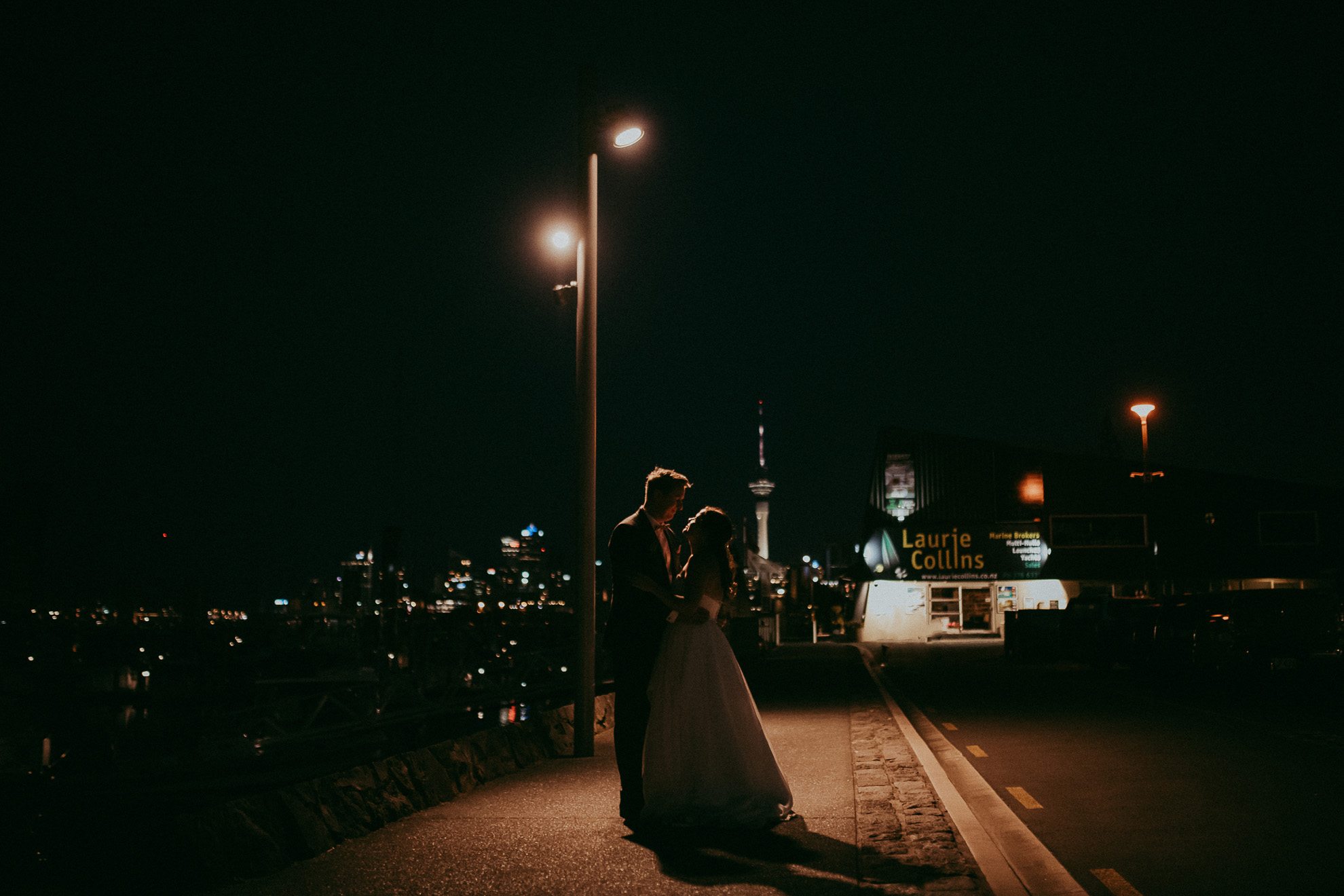 Night wedding photography - near Auckland City - Sails - New Zealand weddings photographers