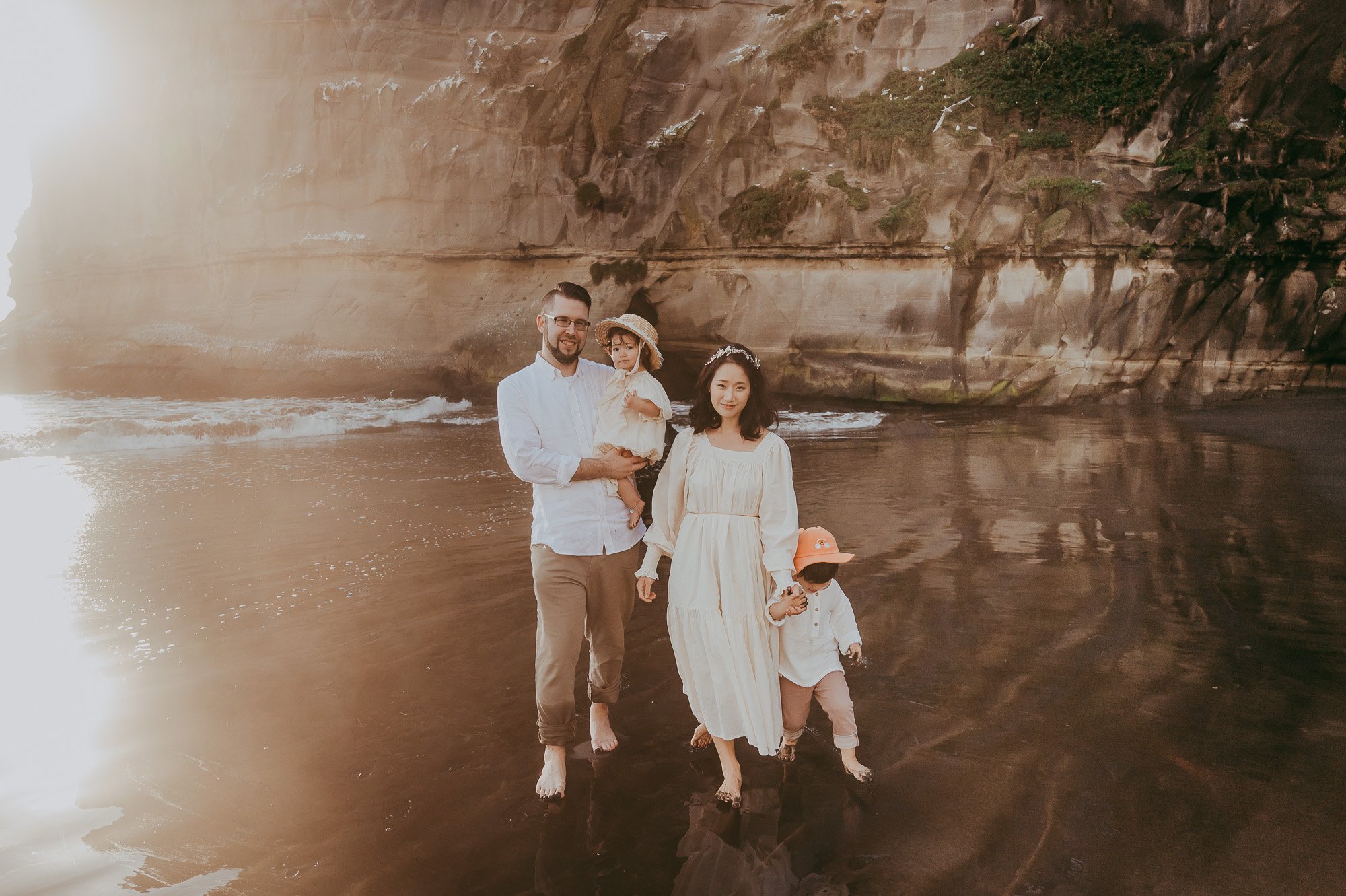 Family of four on the beach {Auckland wedding - kids - newborn photographer}