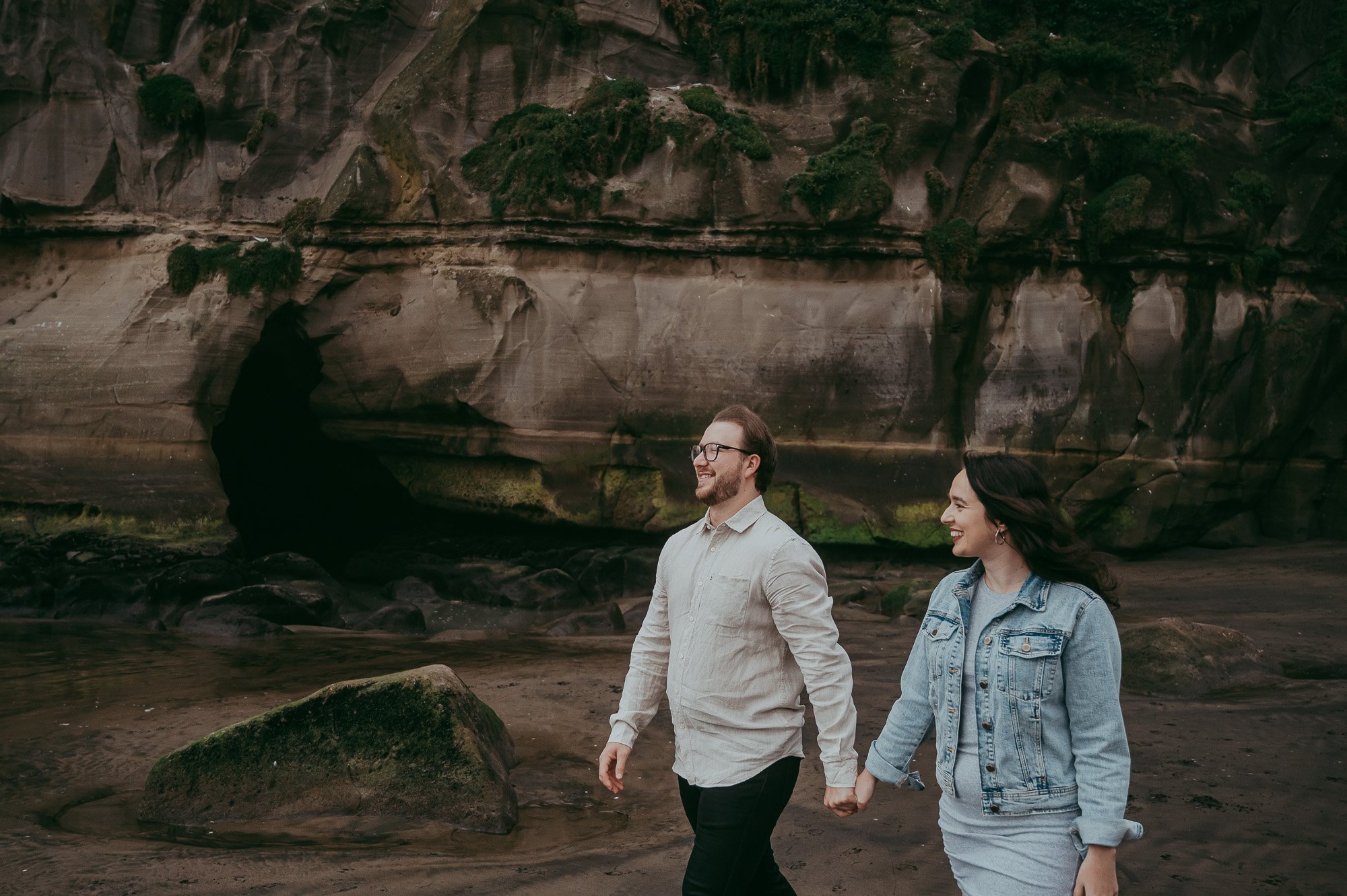 Couples-engagement session on Muriwai Beach {Auckland wedding photographer}