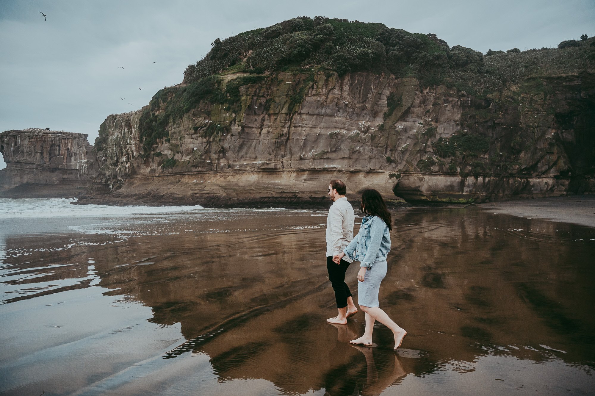 Couples-engagement session on Muriwai Beach {Auckland wedding photographer}