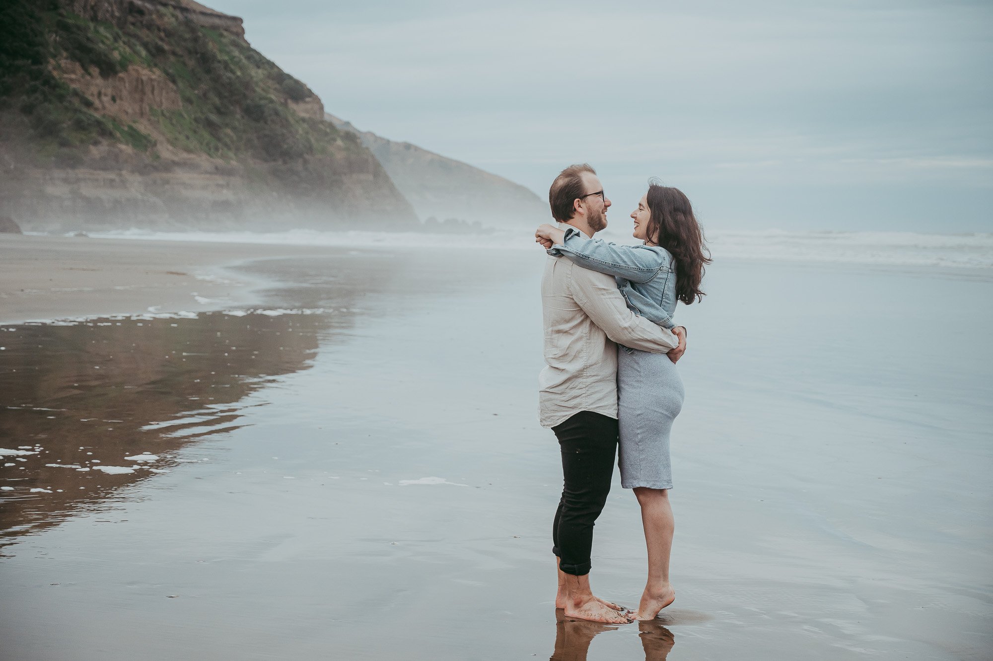 Couples-engagement session on Muriwai Beach {Auckland wedding photographer}