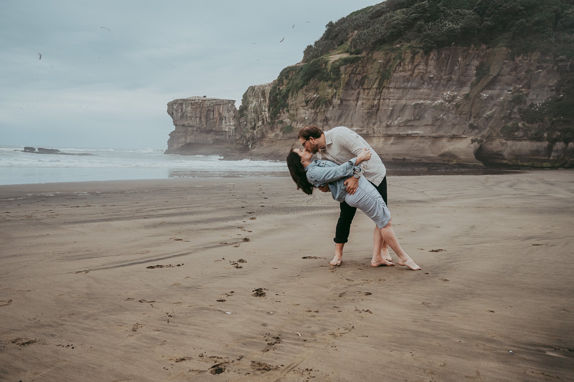 Couples-engagement session on Muriwai Beach {Auckland wedding photographer}