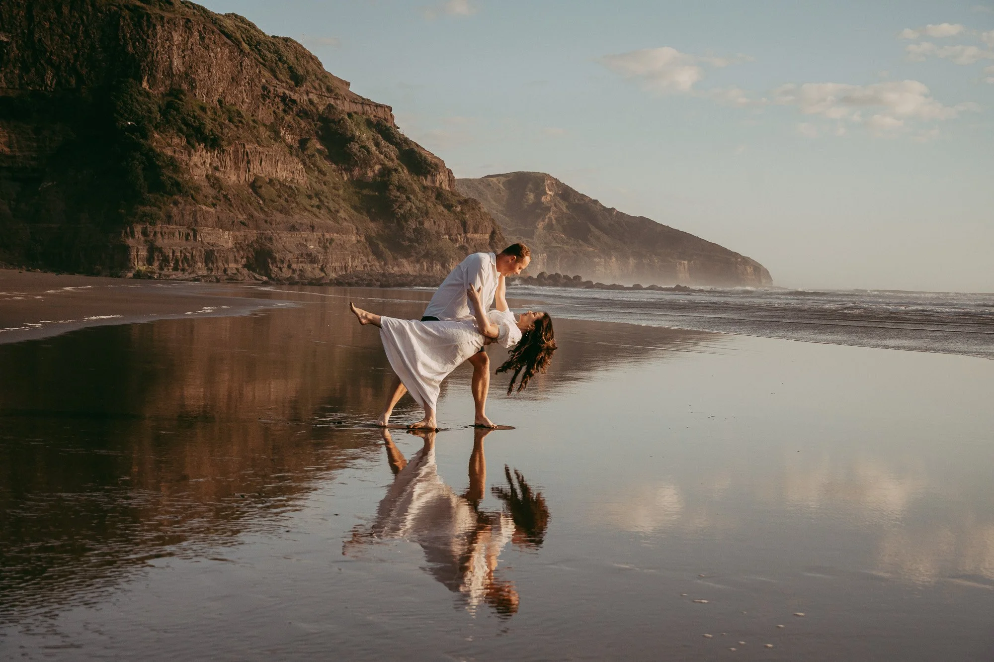 Engagement photo shoot on Muriwai Beach (Auckland wedding photographers)
