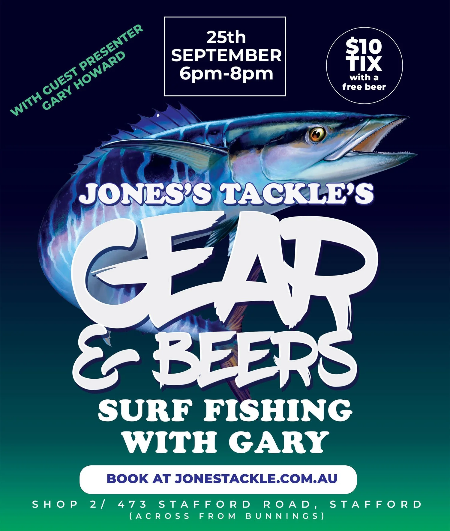 Gear & Beers “Surf Fishing with Gary Thursday 25th September