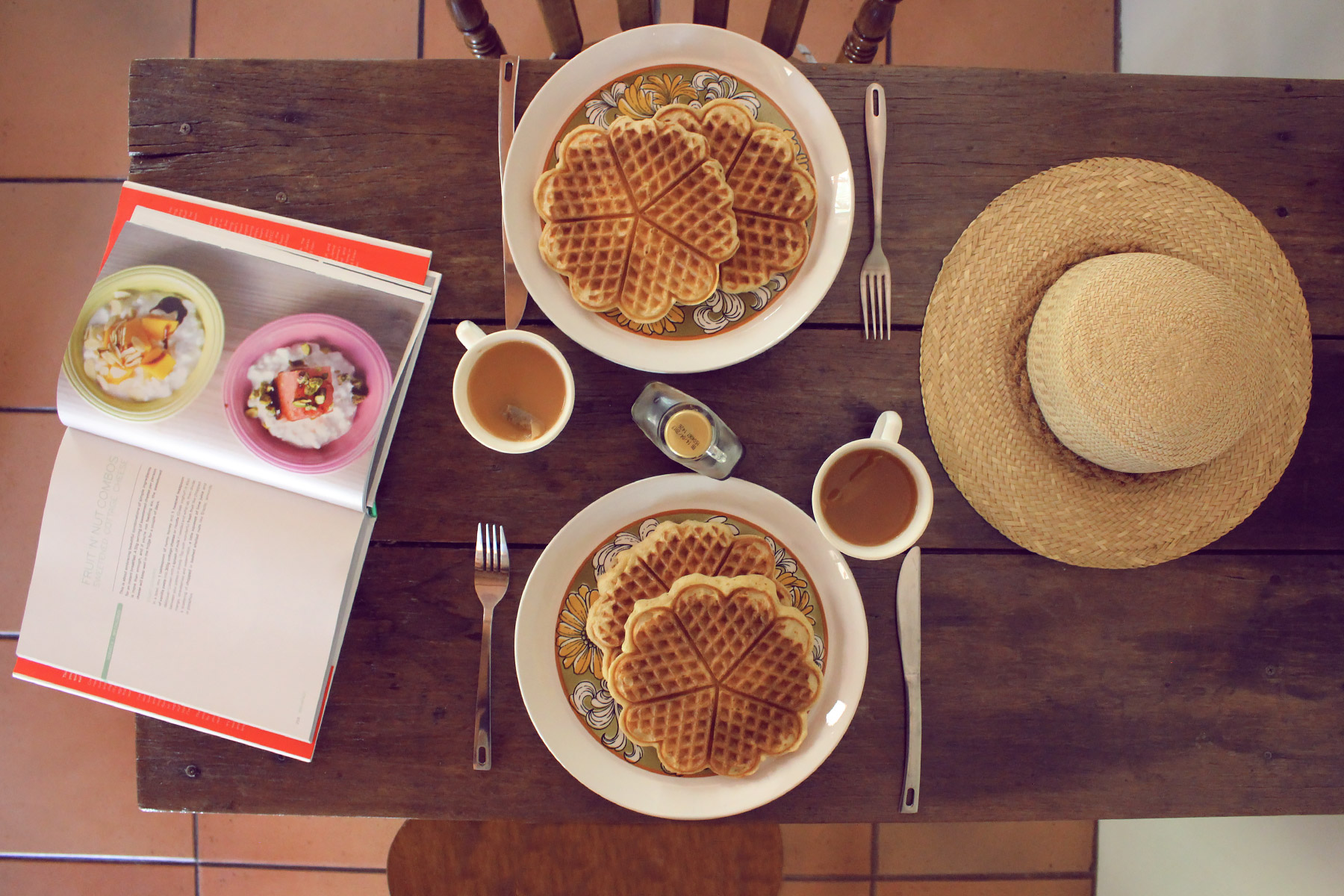 Homemade oat waffles at Karridale Cottages
