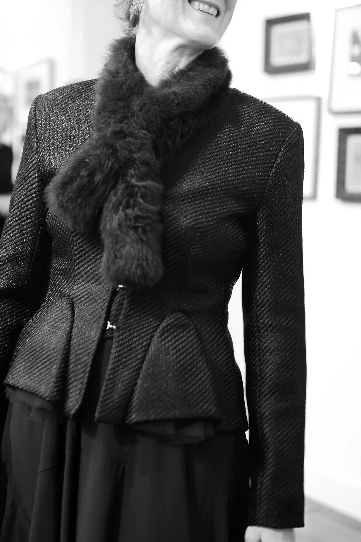 Milliner Louise Macdonald modelling a Julie Goodwin blazer. Photo: Lei Lady Lei