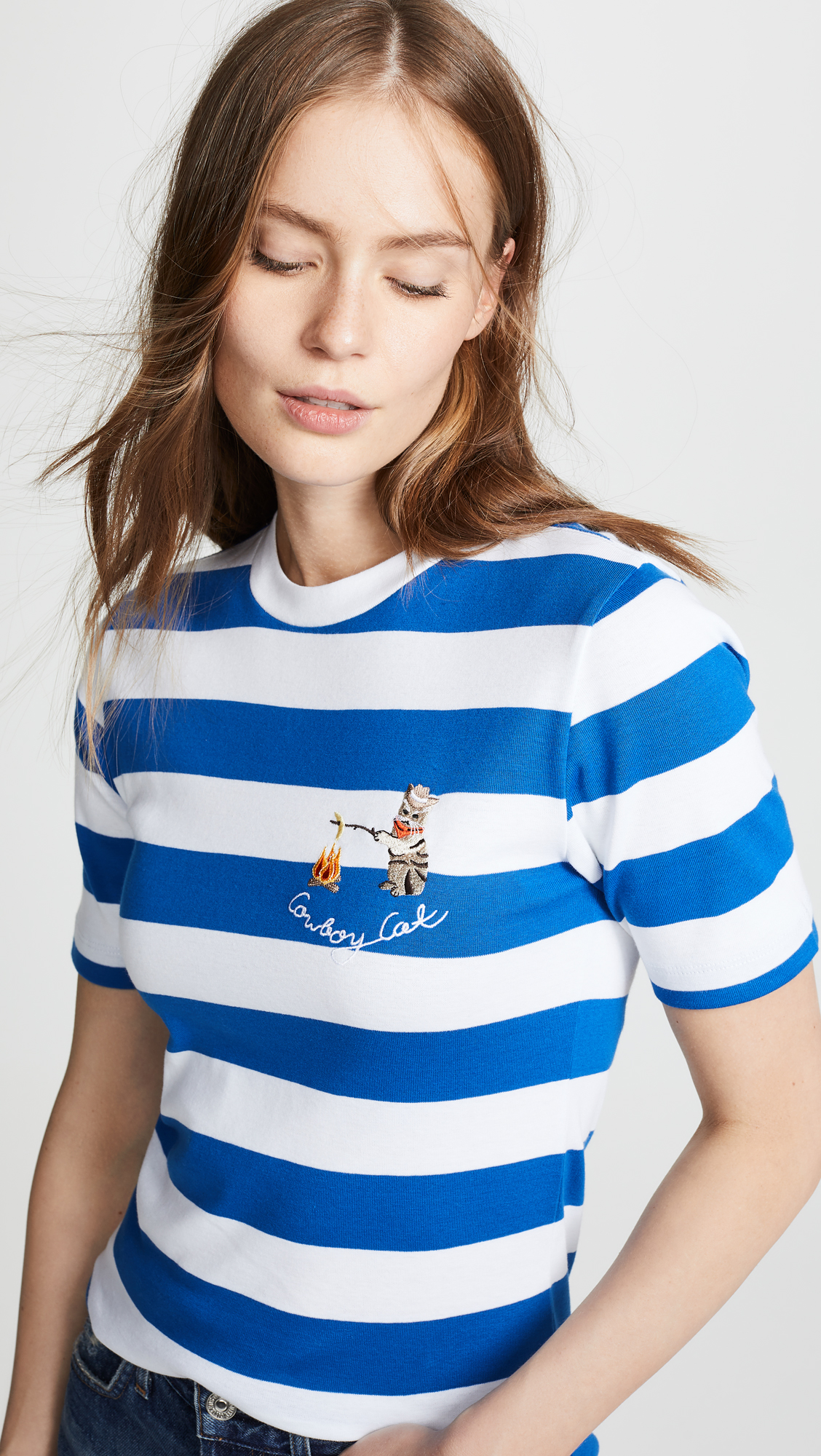 GANNI Stripe Rib Tee