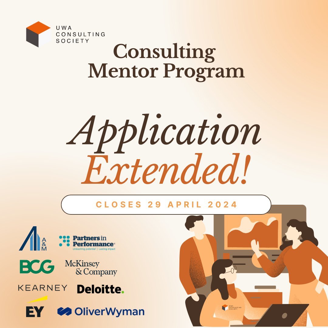 THE APPLICATION DEADLINE FOR OUR CONSULTING MENTOR PROGRAM IS NOW EXTENDED ‼️🔔

If you are applying to a consulting internship or graduate position, having an industry mentor will not only give you guidance to stand out, but it will also help you ga