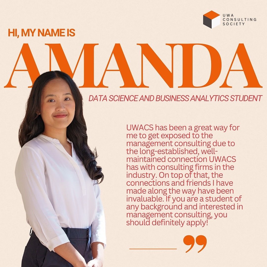 🌟 Why Join UWACS? Hear from Our Team! 🌟

Curious about what it&rsquo;s like to be part of the UWA Consulting Society? Hear directly from two of our amazing members who come from completely different majors but have found a home in consulting!

🎤 A