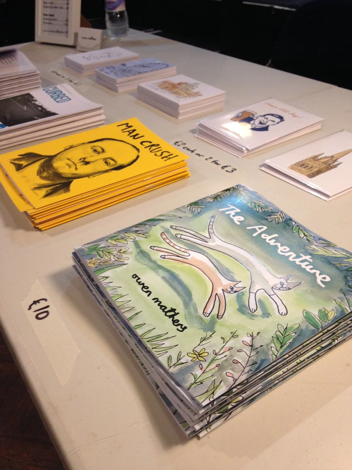 Zines, postcards and my picture book.