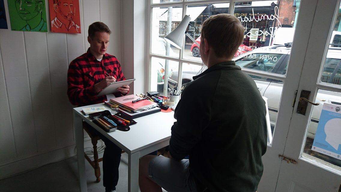Myself completing a live portrait