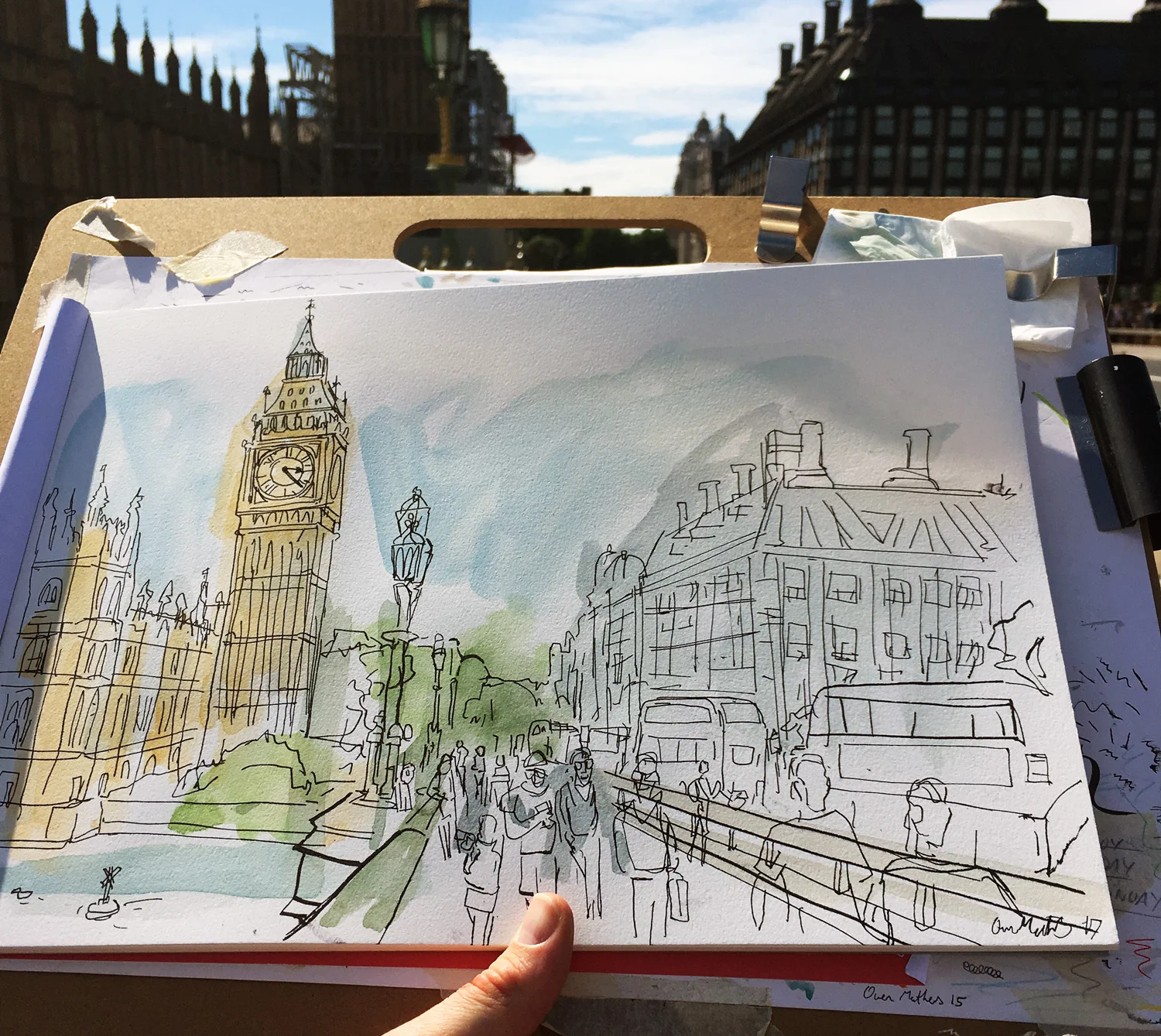 Big Ben from Westminster Bridge. I wanted to visit here as I used to cycle over this everyday when working in Southwark. The location is ever more poignant following the tragic events of a few months ago. The large road barriers are a reminder of that event, along with flowers fixed to several of the lamp posts.