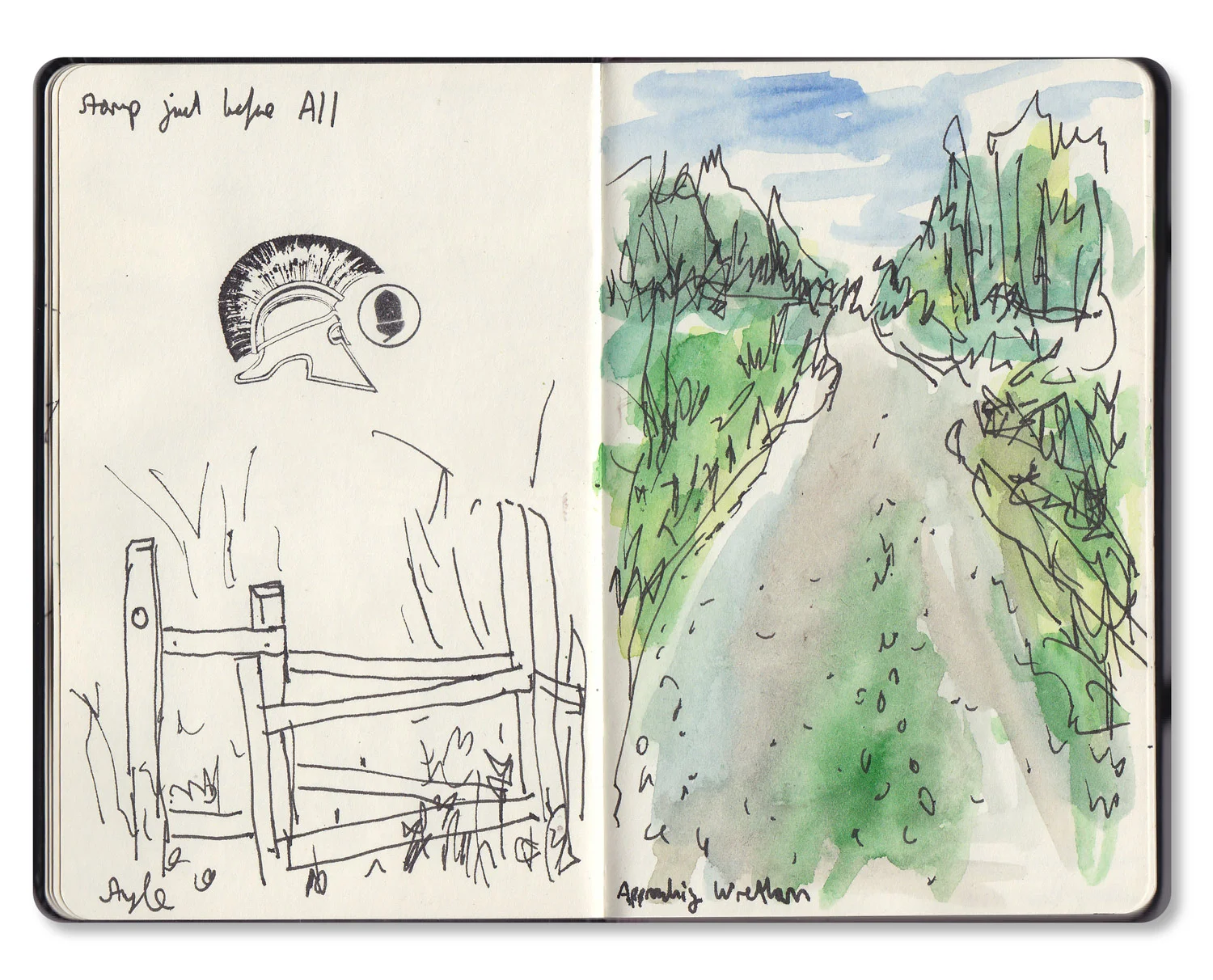 Sketchbook drawing from the warm up walk.