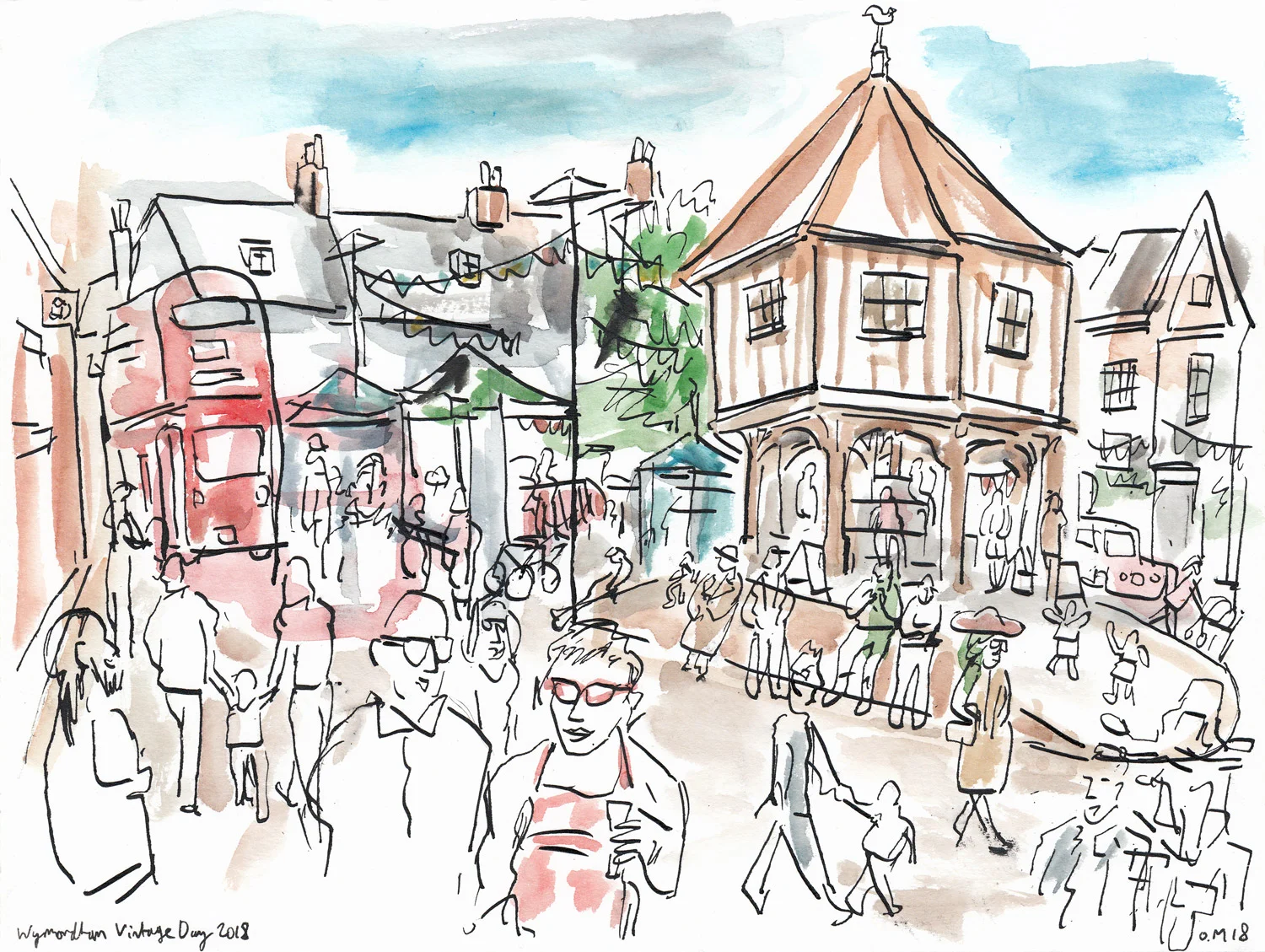 The scene at the market cross