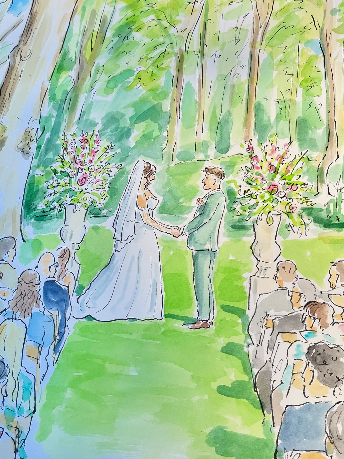 Illustrating a sun drenched wedding at the wonderful @shoteshamparkweddings at the weekend. Such a great day painting an outdoor ceremony along with drawing guest portraits. Congratulations to Ezekiel &amp; Rosie! 
-
Other great suppliers:
@georgiara