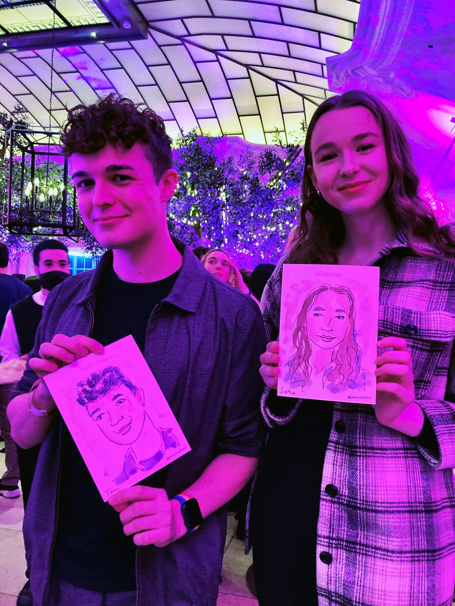Two people with live portraits