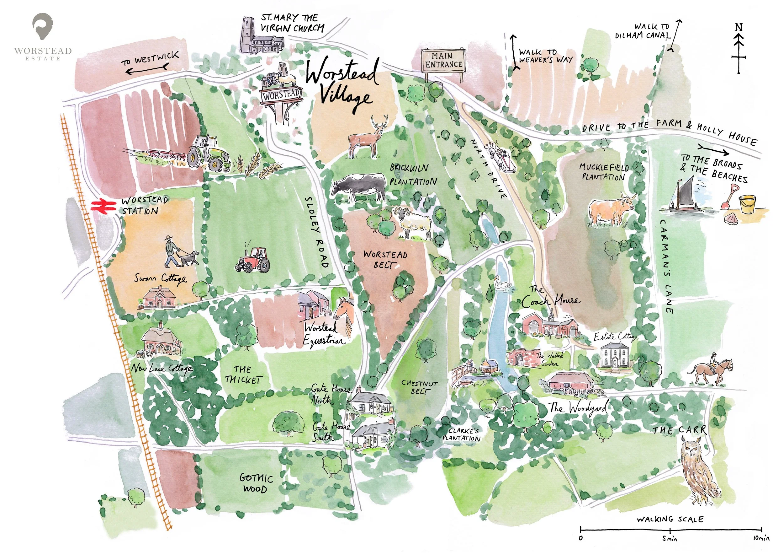 worstead estate hand drawn map