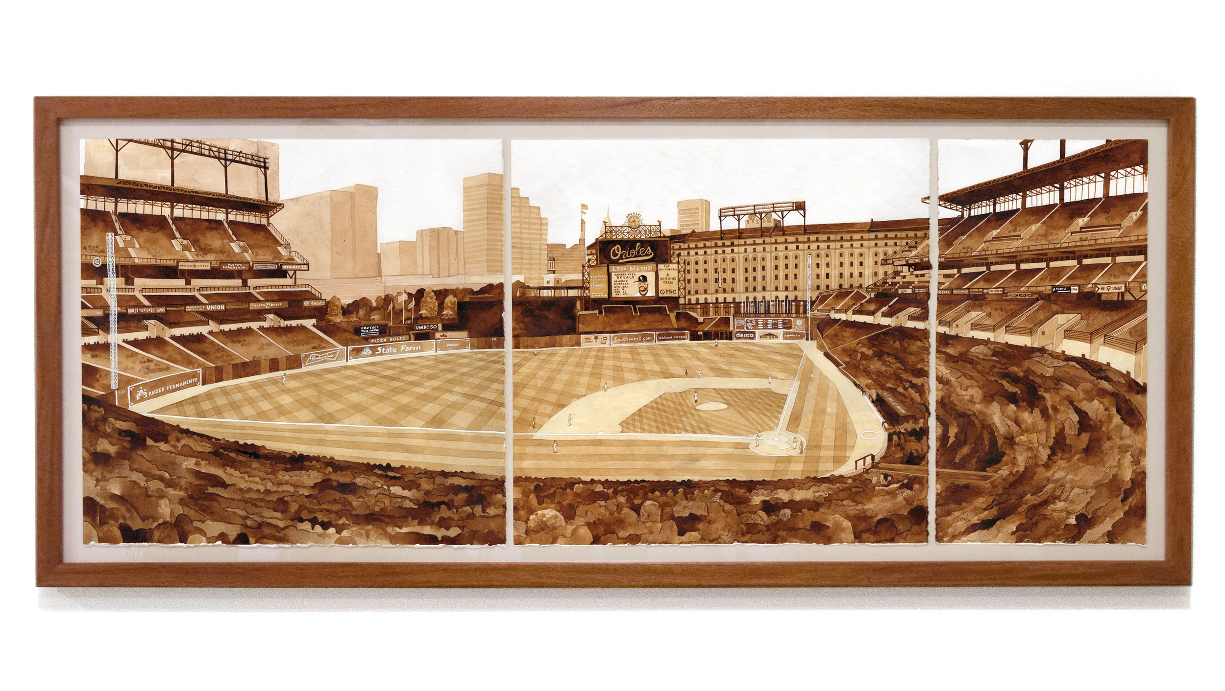 ORIOLE PARK at CAMDEN YARDS Kansas City Royals v Baltimore Orioles, June 8, 2016 ink, 36" x 15" Kansas City 0 - Orioles 4 Section 45, Row 7, Seat 3