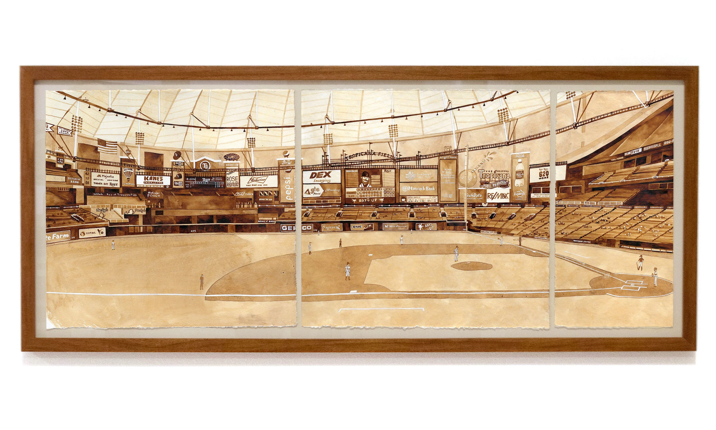 TROPICANA FIELD Seattle Mariners v Tampa Bay Rays, June 15, 2016 ink, 36" x 15" Mariners 2 - Rays 3 F/13 Section 115, Row T, Seat 5