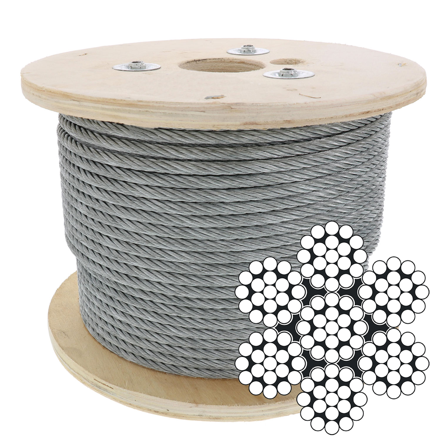 7/32" .218 X 250' Galvanized Aircraft Cable 7X19 Control Wire Rope 