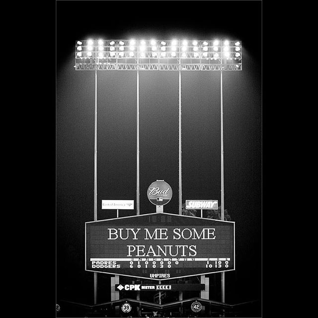 #BW #bnw #blacknwhite#blackandwhite #blackandwhitephoto#bnwphotography #blackandwhitephotography #baseball #dodgers #dodgerstadium #art #buymesomepeanuts #takemeouttotheballgame #crackerjack #ballgame