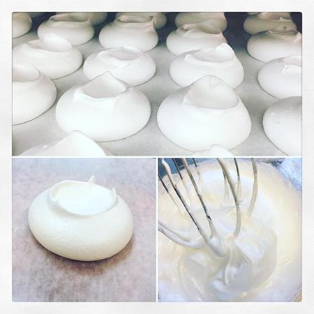 Making mini coconut pavlovas (meringues) in The Juniper Spoon kitchen. Eggs & photo from Wendy Feller at Silver Valley Farm