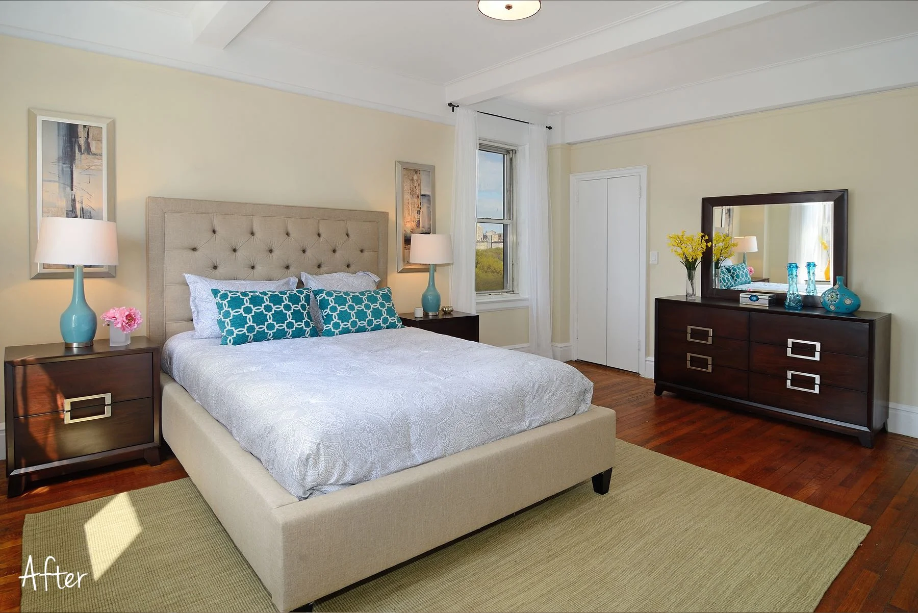 The Master Bedroom feels large and airy. 