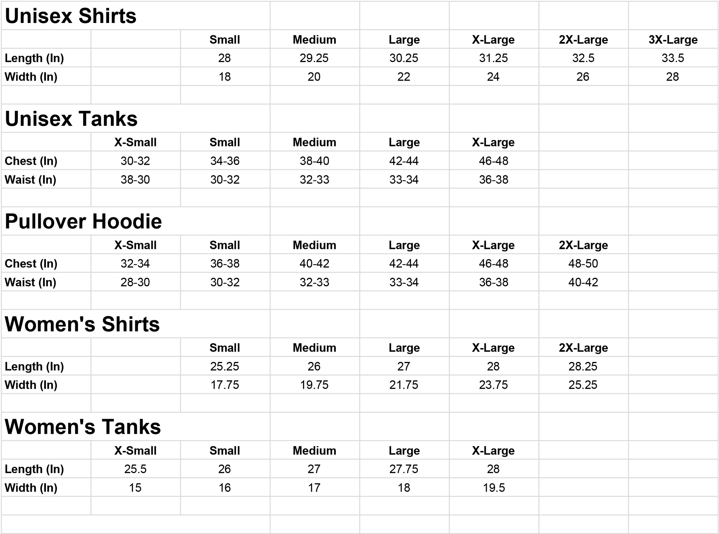 Up In Smoke Welding Apparel Size Chart