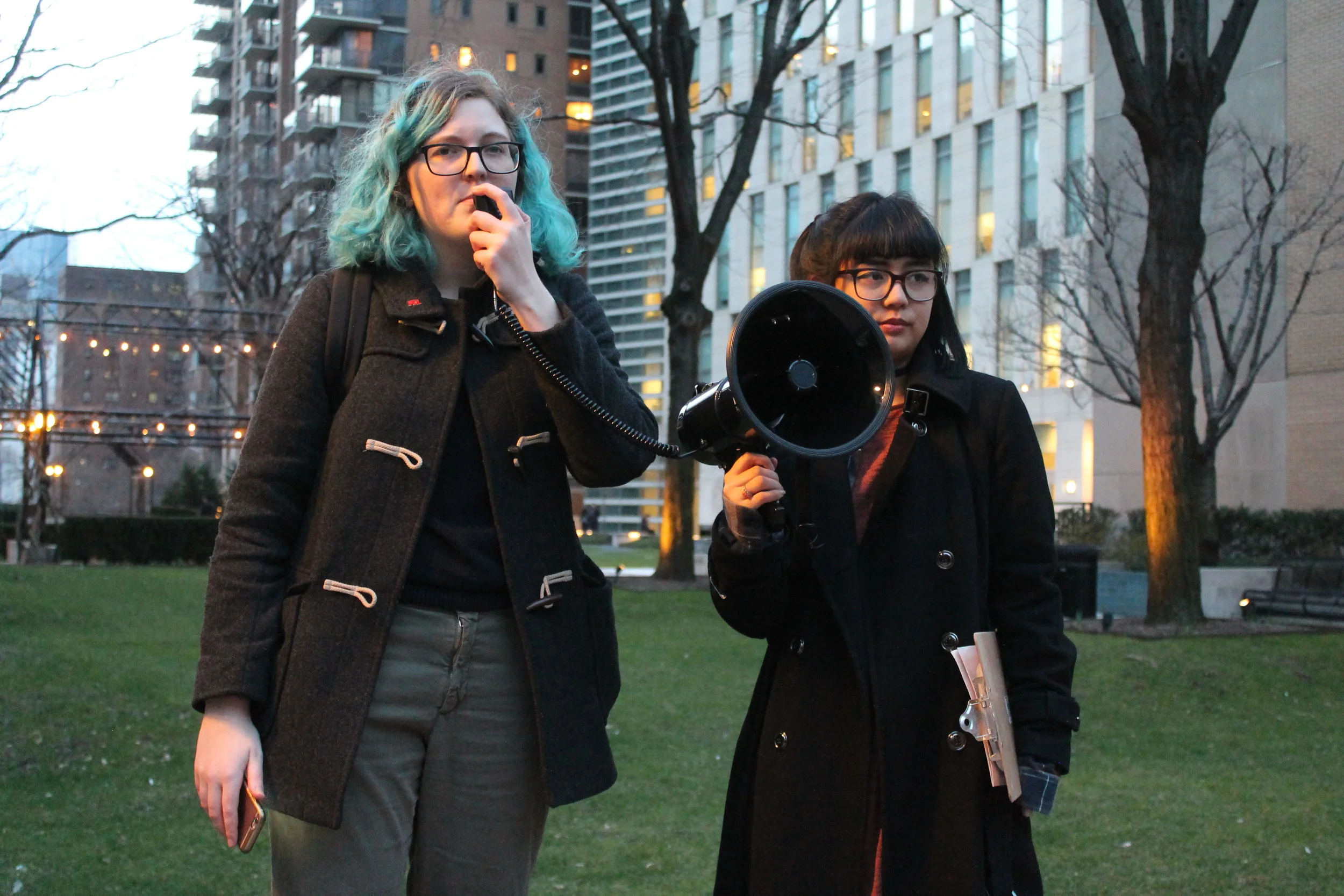 Sapphira Lurie speaks at a rally to defend Fordham SJP on February 21. Photo: Joe Catron/FlickrCommons