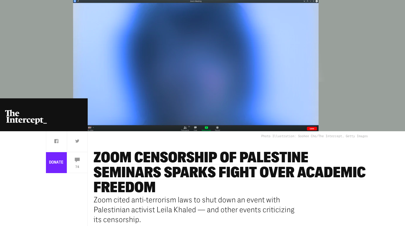 Dima Khalidi in The Intercept on Zoom Censorship
