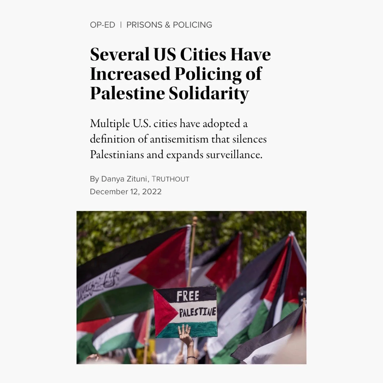Danya Zituni's Op-Ed on IHRA & Expanding Police Surveillance