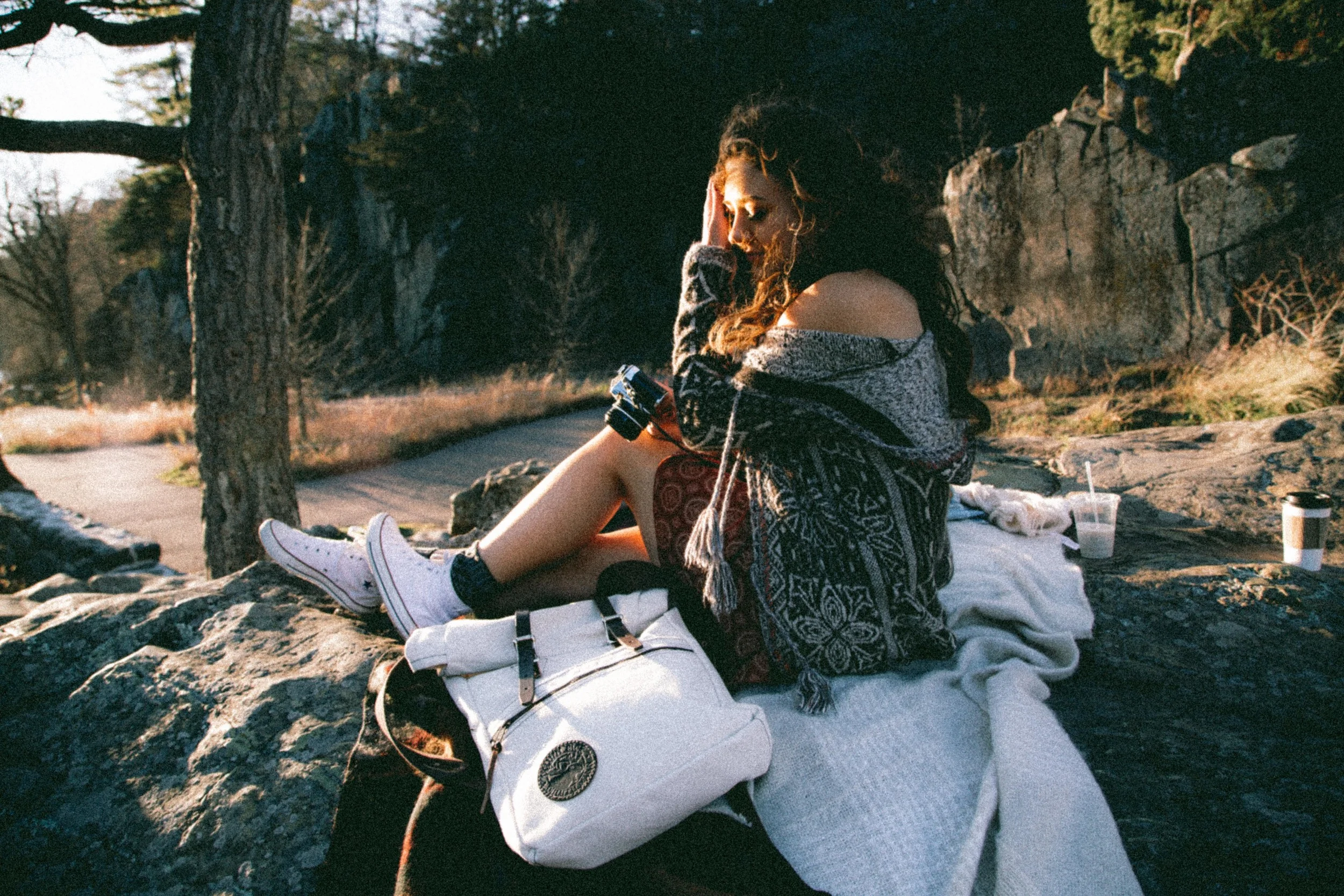 Brandy Melville Abigail Dress | Free People Hooded Combo Tassel Sweater | Chuck Taylor All Star High Tops in Optical White