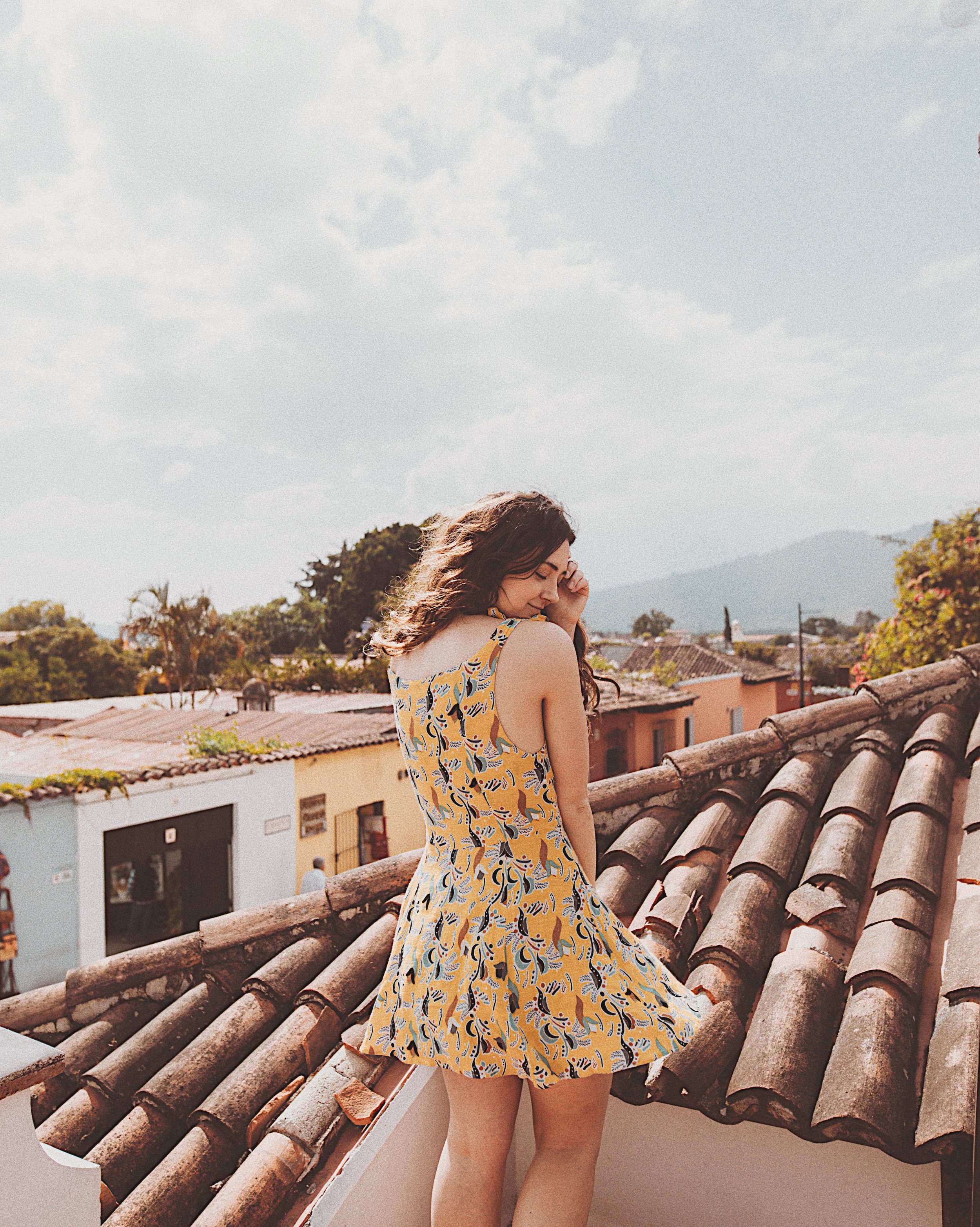 dancing around on a rooftop.