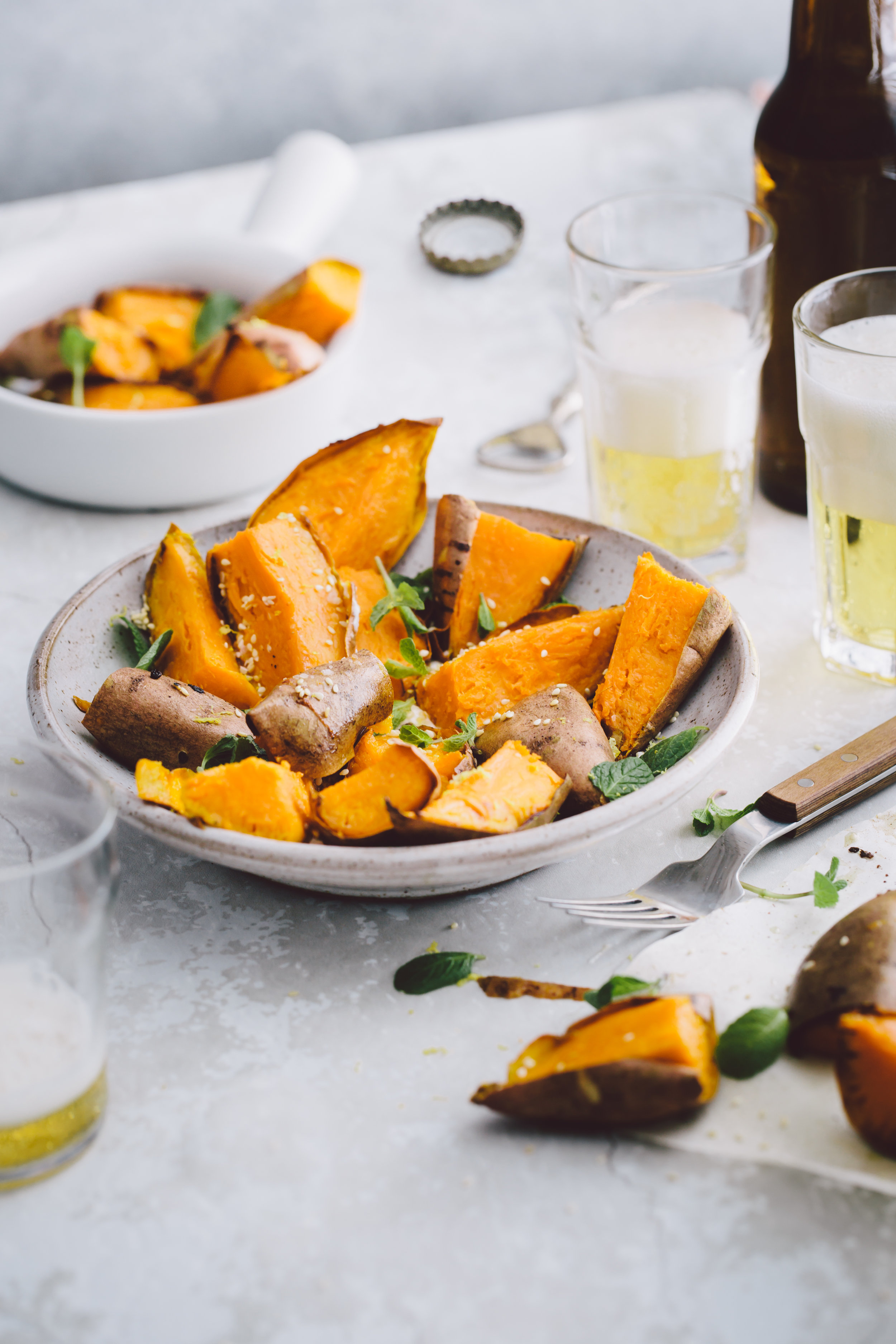 Roasted Sweet Potatoes with mints