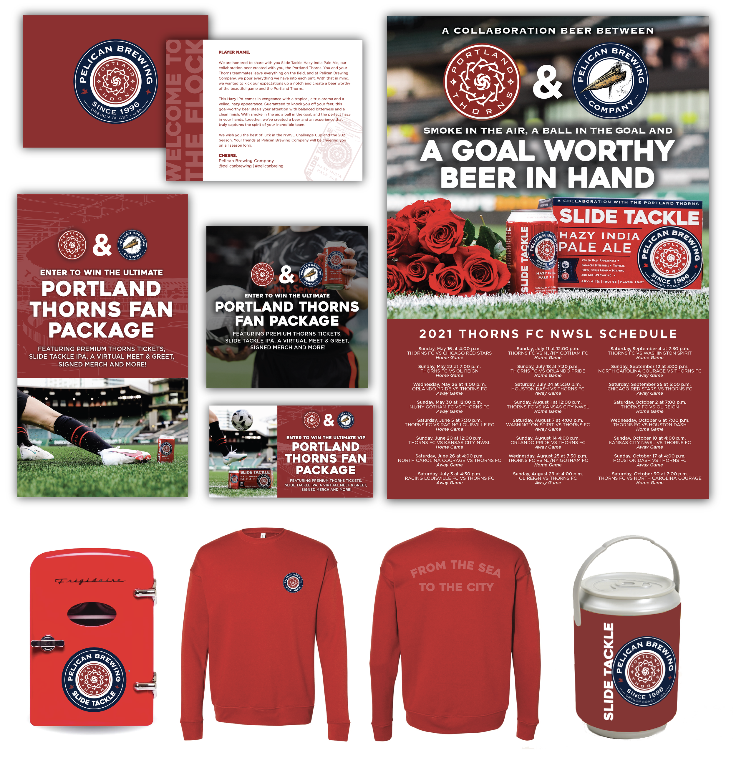 Portland Thorns FC team co-branded merchandise and stocked custom mini-fridge delivery