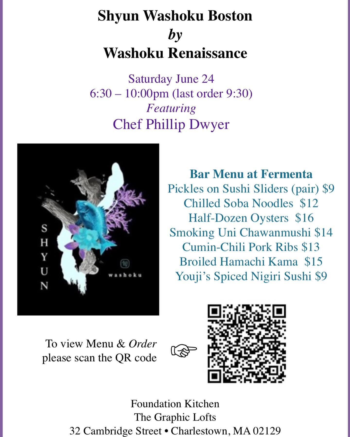 Stop by Foundation Kitchen Saturday for our biweekly Bar bites at Fermenta featuring food from our own Washoku Renaissance and Phillip Dwyer!