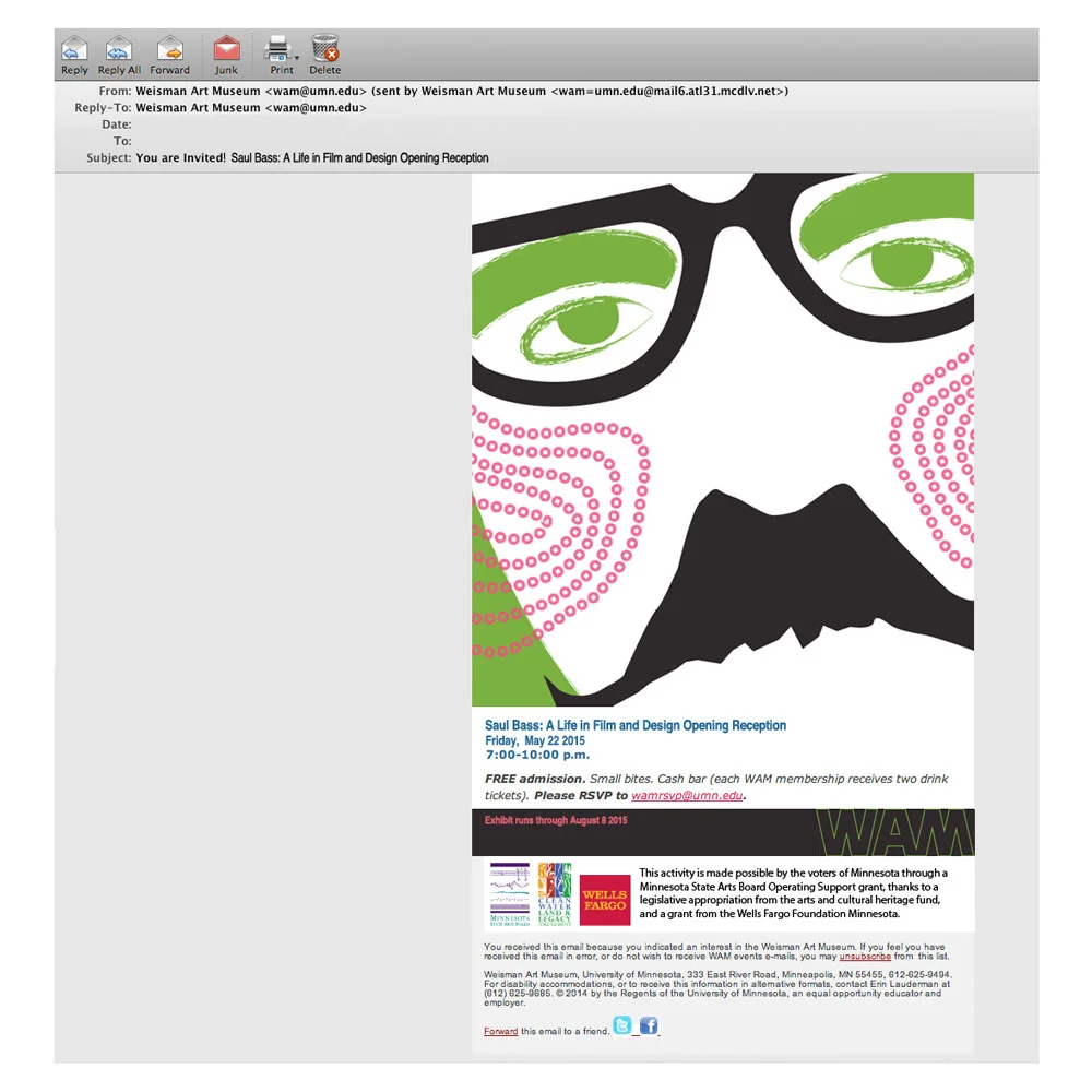 EMAIL INVITATION TO SAUL BASS EXHIBIT