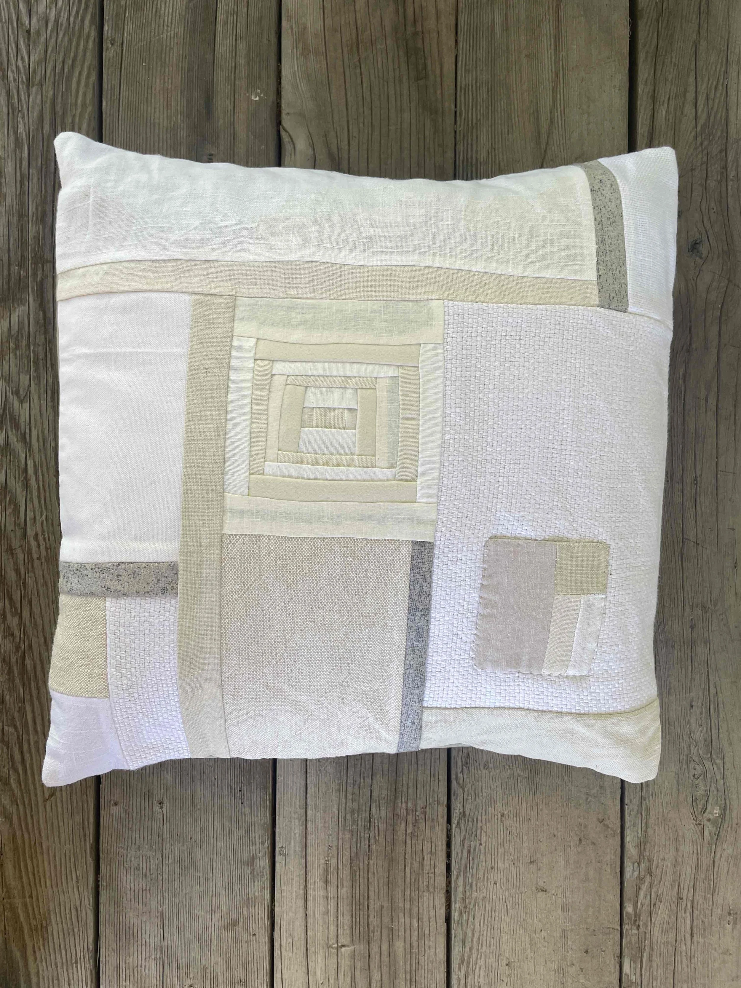 Patchwork Pillow Sham in Shades of White