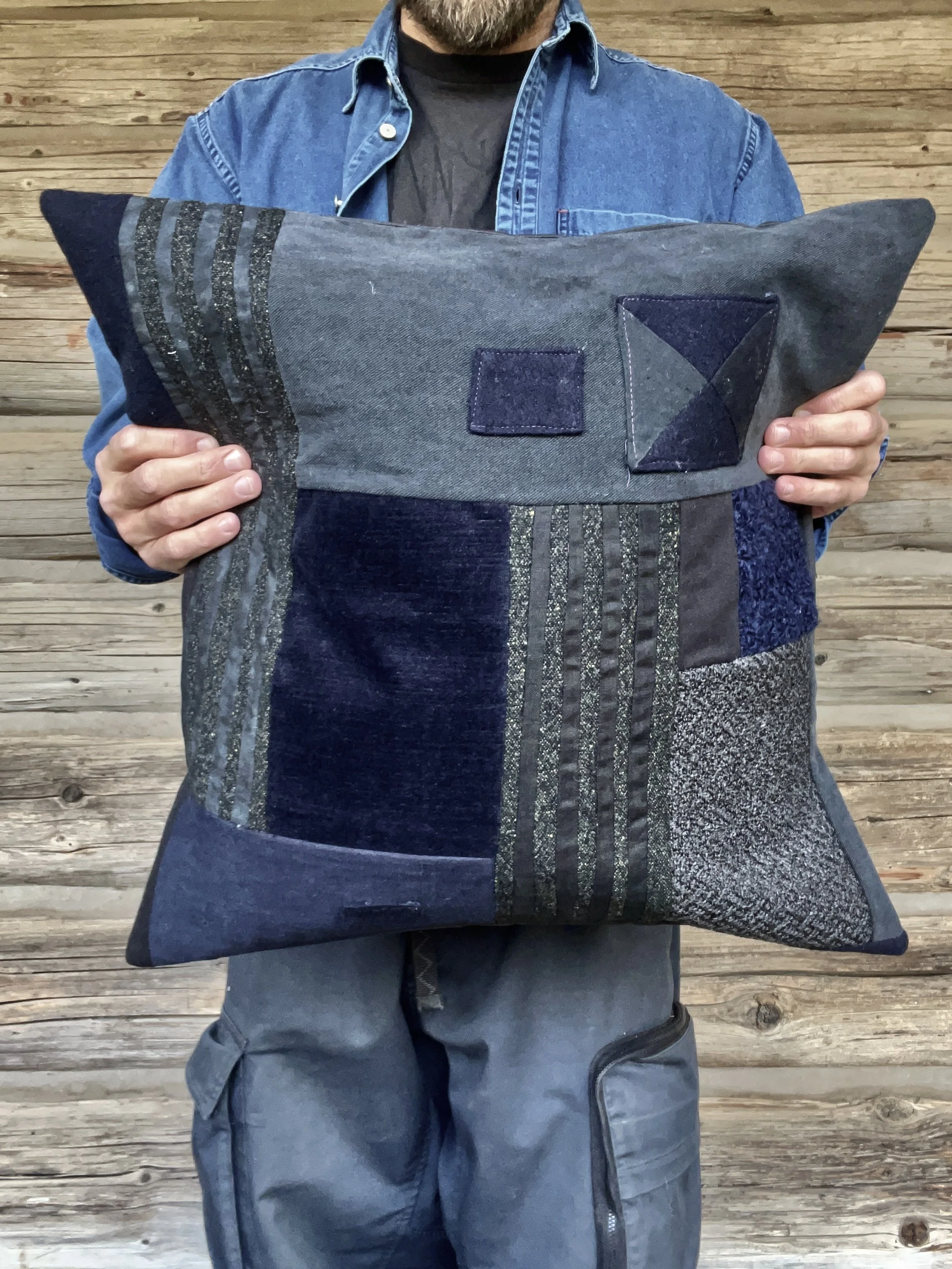 Black on Black Patchwork Pillow