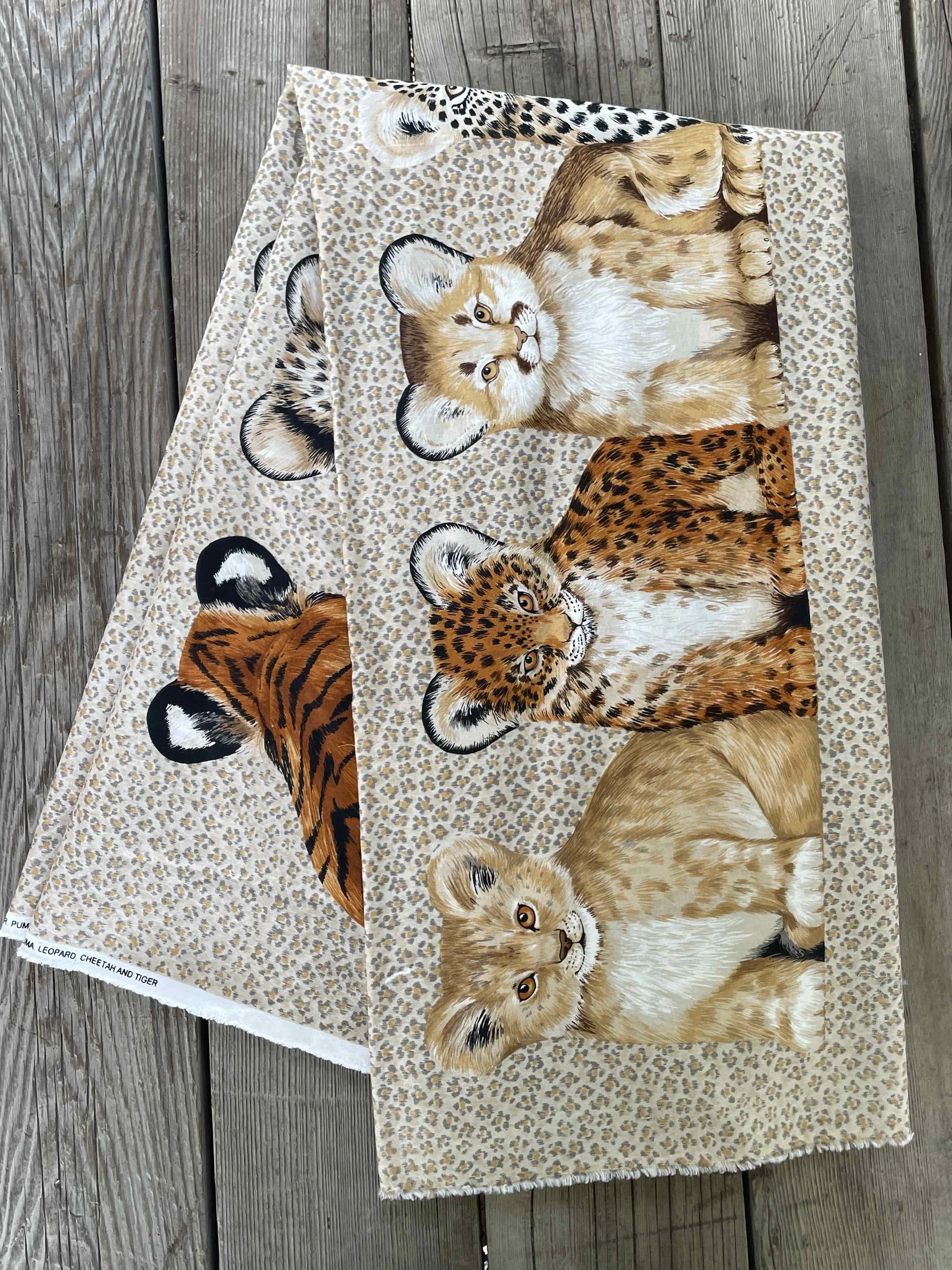 Vintage Jungle Kitten Fabric