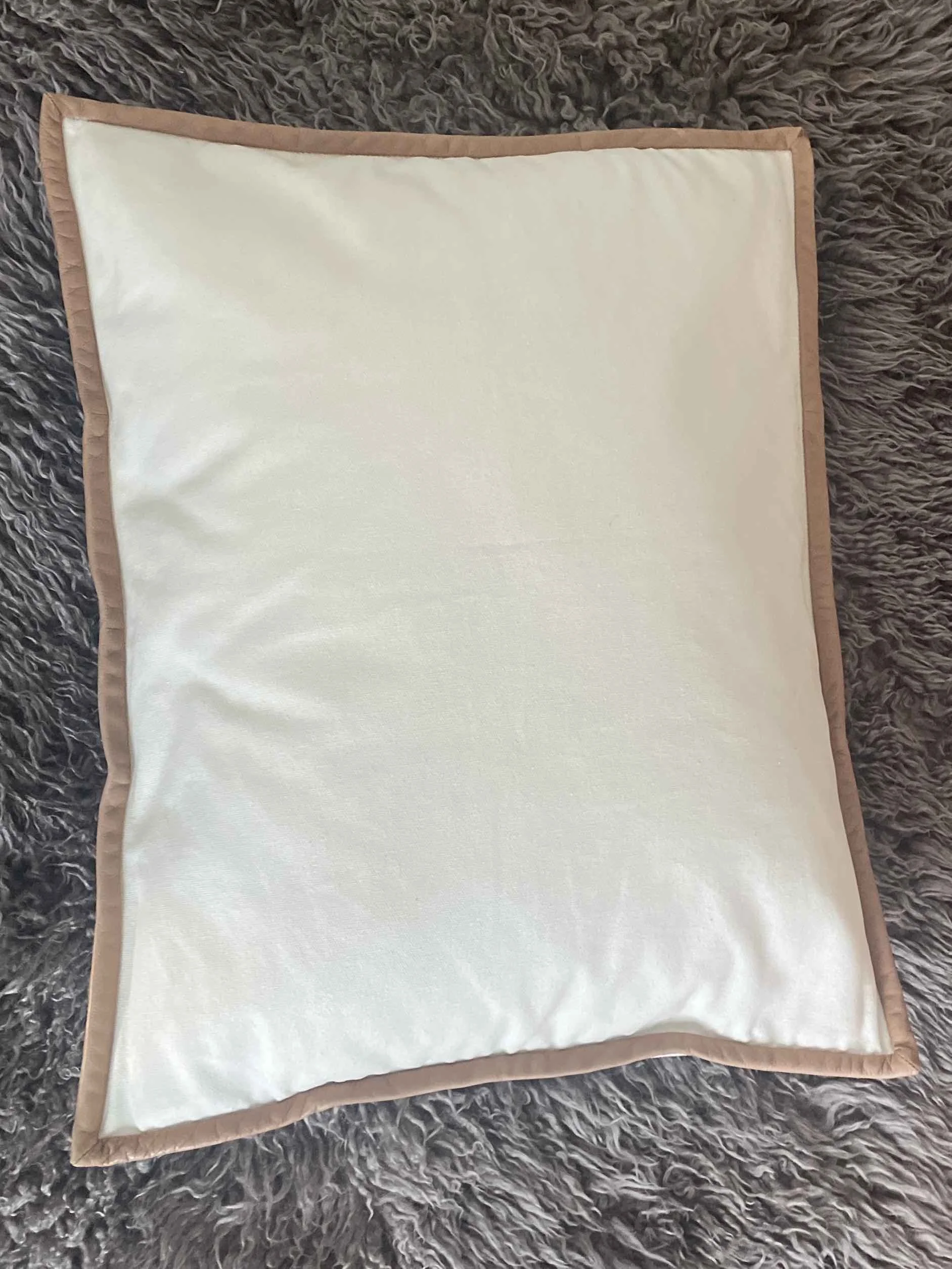 Vintage White Canvas Ralph Lauren Pillow Sham with Leather Trim