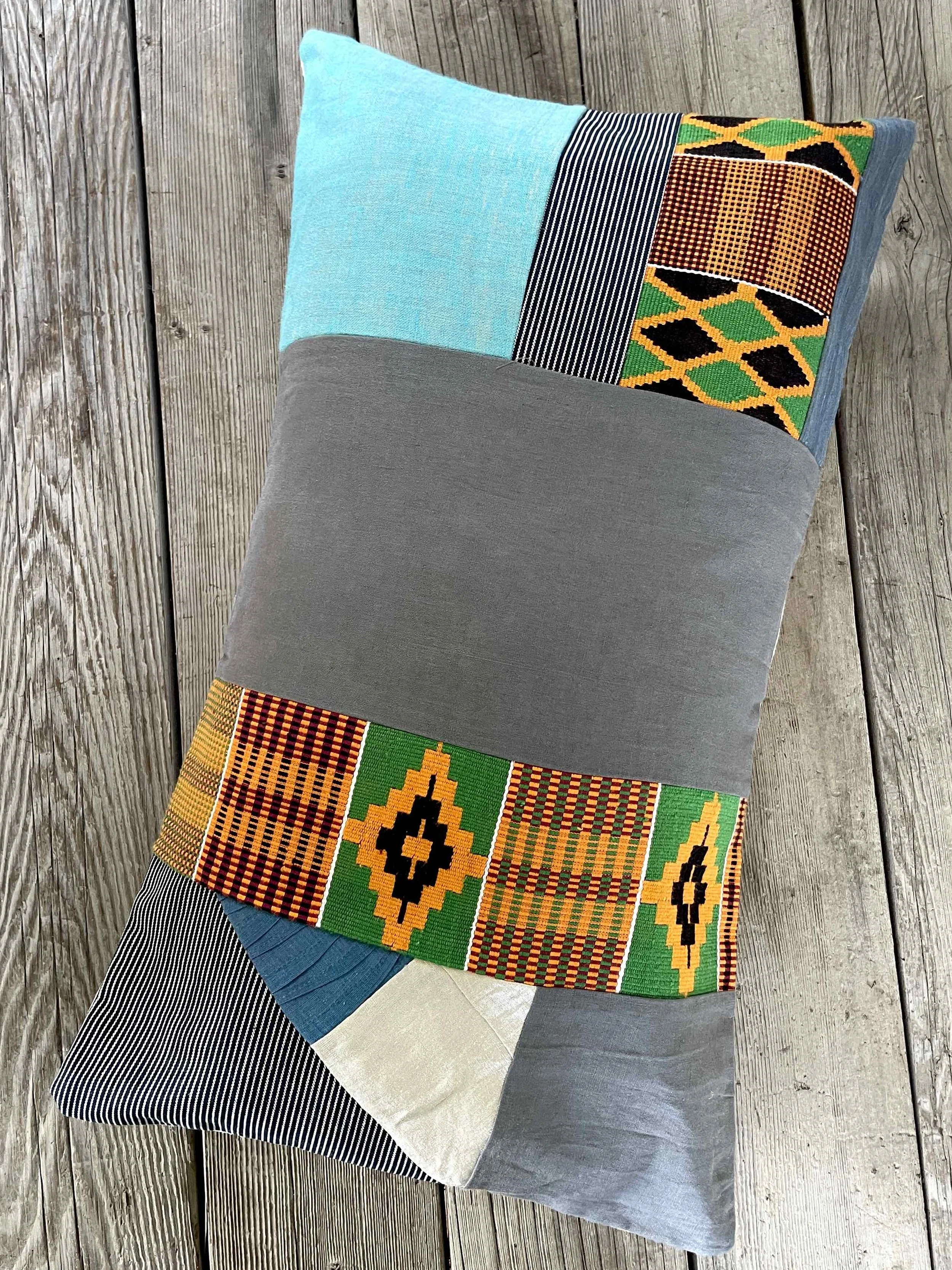 Sample Sale Pillow Sham in Denim with Green