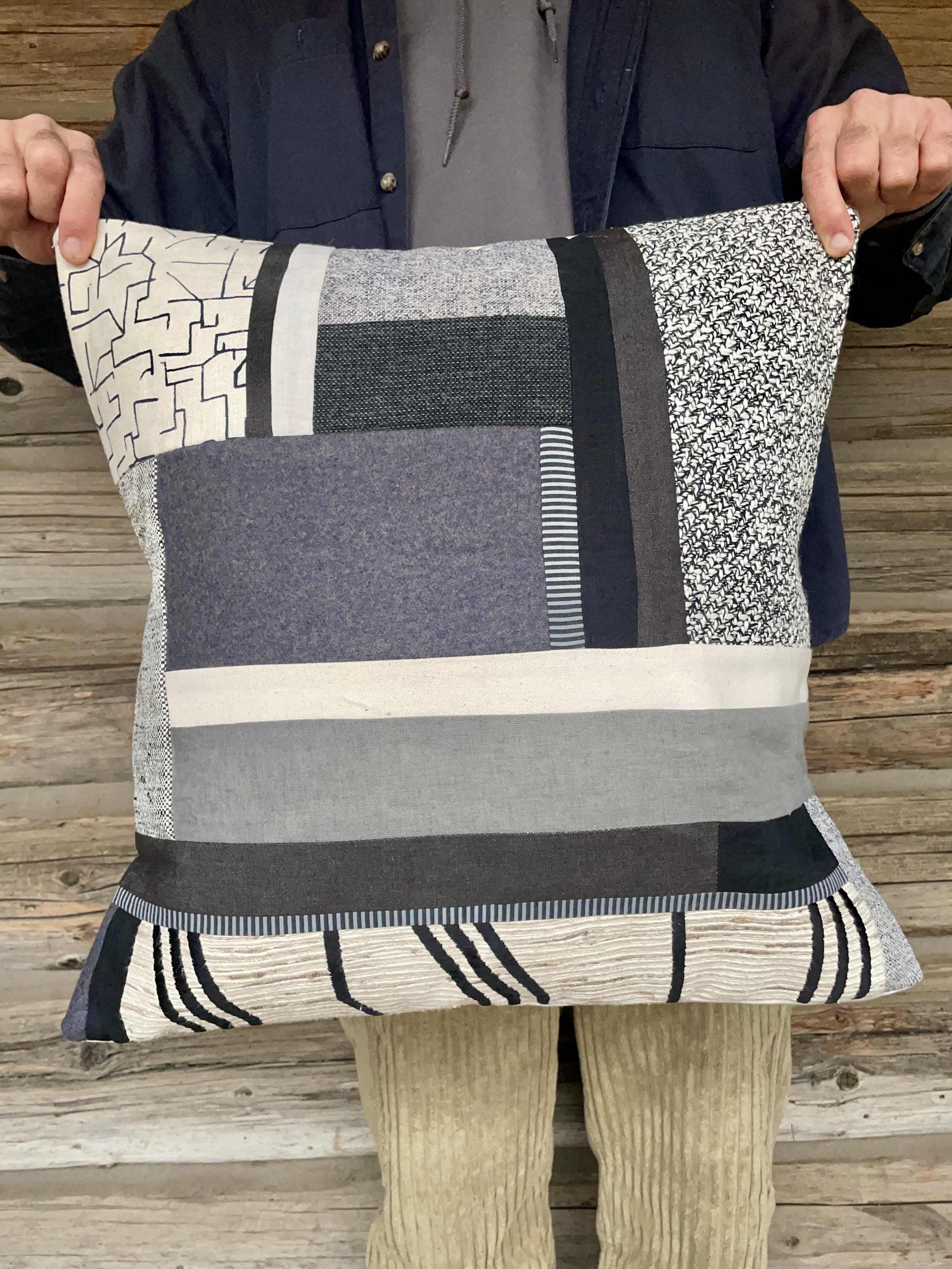 White and Black Patchwork Pillow