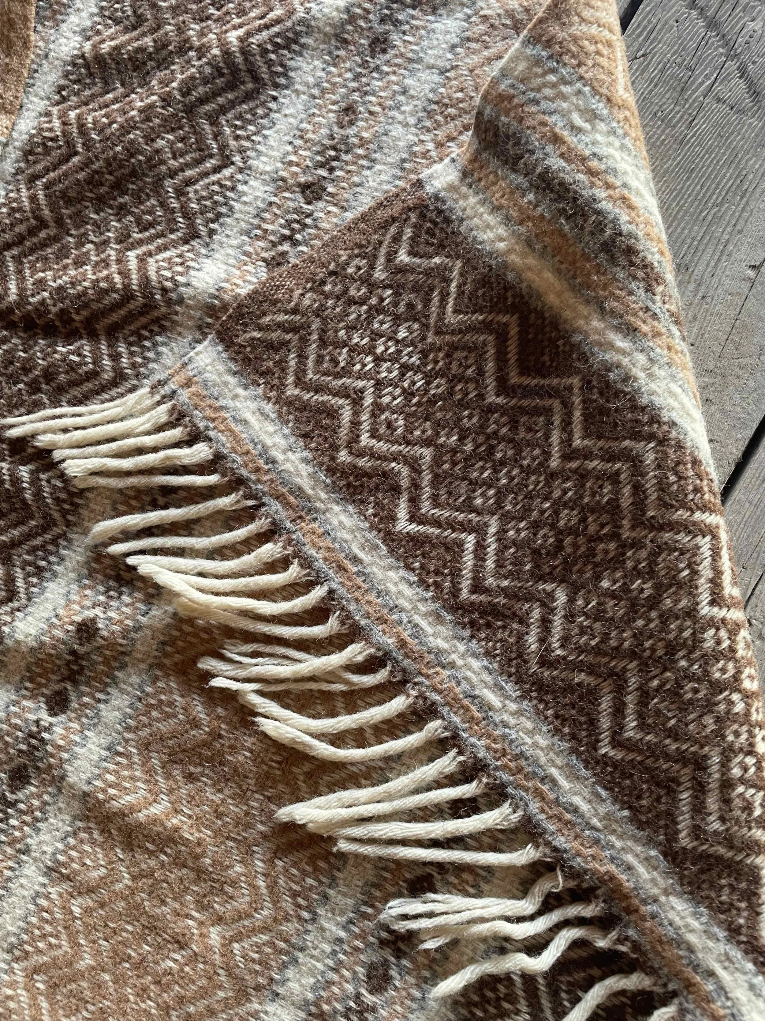 Vintage Brown and Beige Woven Blanket