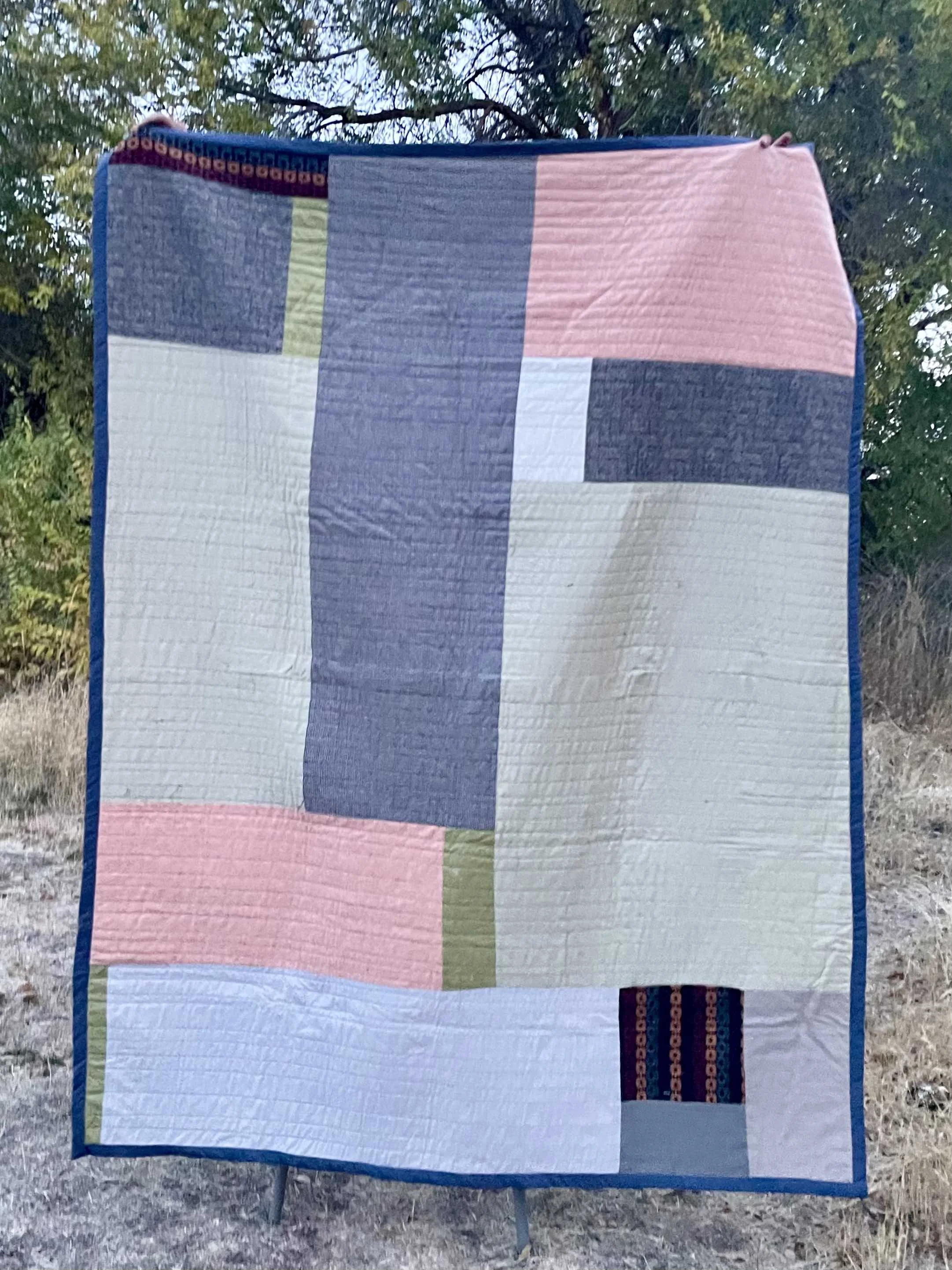 Peach and Gray Double Back Quilt