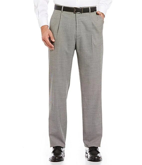 Chicago Tailored Single-Pleat Houndstooth Dress Pants