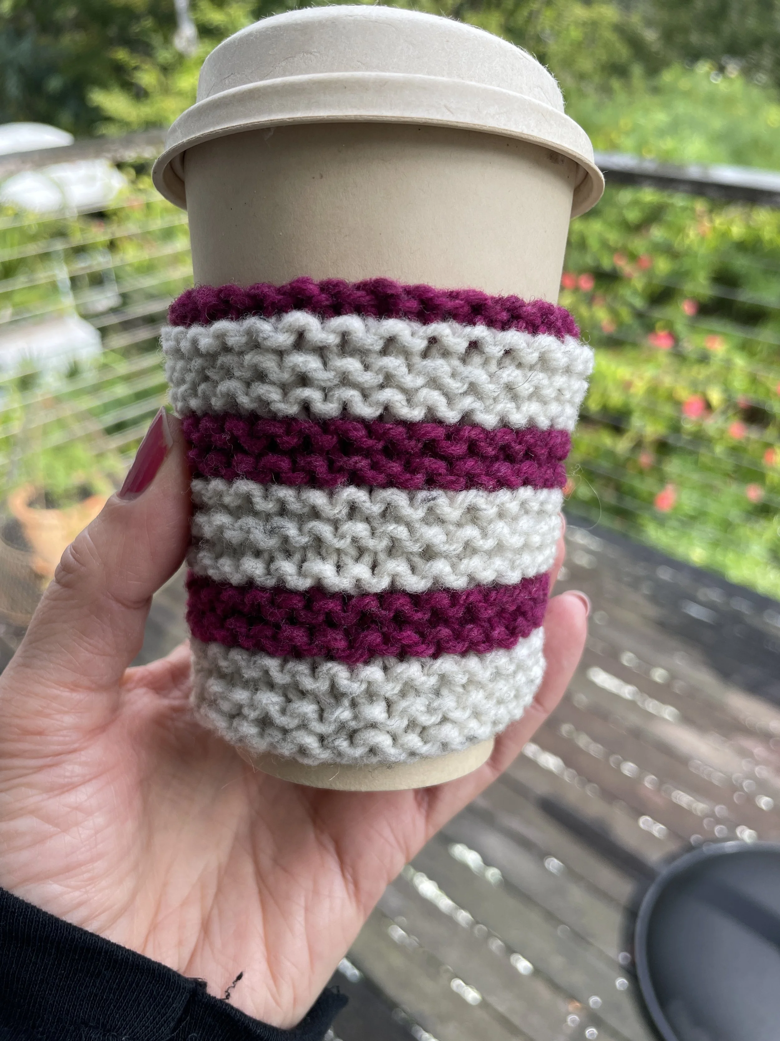 Coffee Jumper | White+Pink stripe