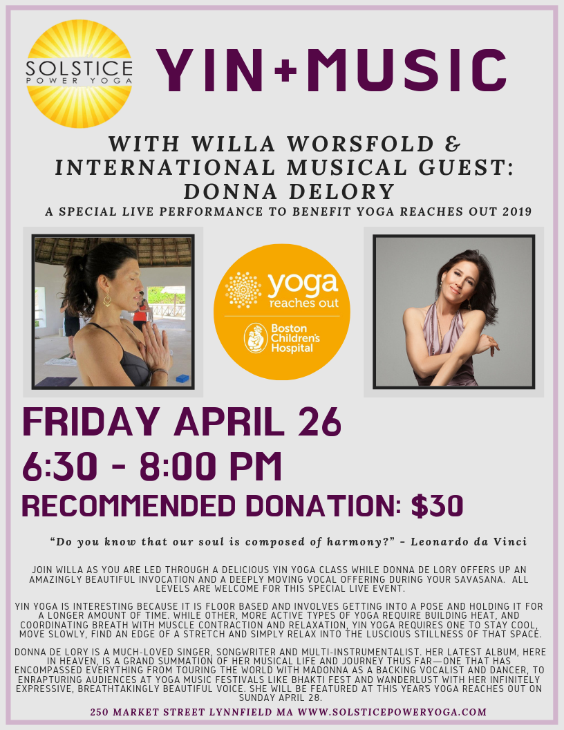 Yin &amp; Live Music Fundraiser with Willa Worsfold &amp; Donna Delorey